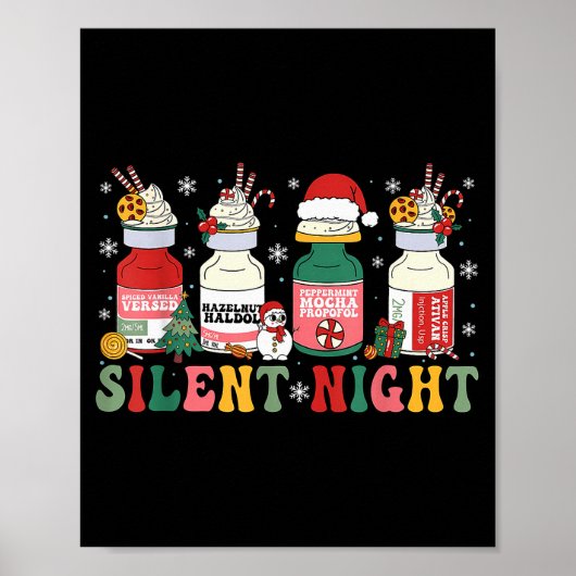Funny Santa Profol Silent Night Icu Nurses Merry C Poster (Vorne)