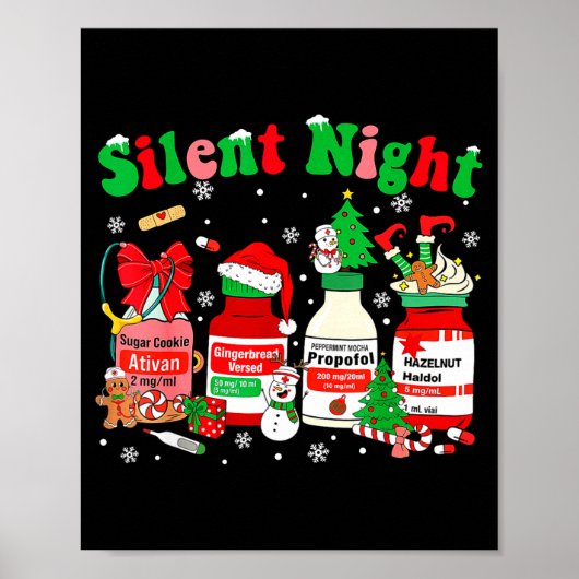 Funny Santa Profol Silent Night Icu Nurses Merry C Poster (Vorne)