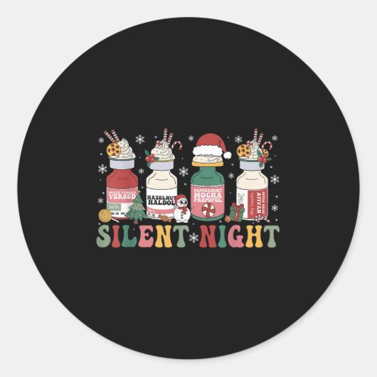 Funny Santa Profol Silent Night Icu Nurses Merry C Runder Aufkleber (Vorderseite)