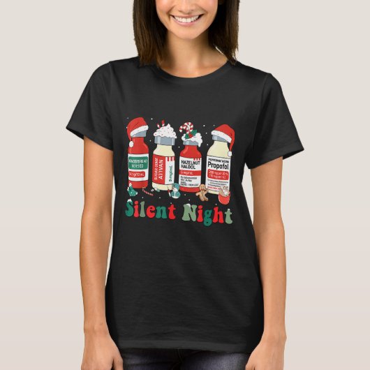 Funny Santa Profol Silent Night Icu Nurses Merry C T-Shirt (Vorderseite)