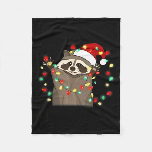 Funny Santa Racoon Overstimulated But Festive Xmas Fleecedecke (Vorderseite)