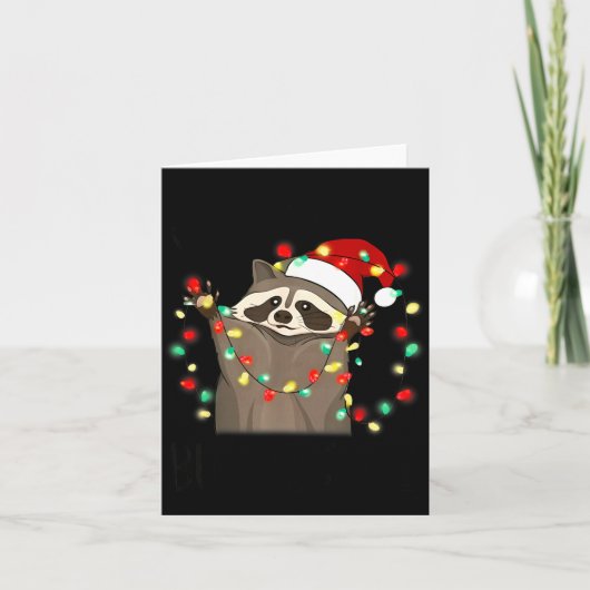 Funny Santa Racoon Overstimulated But Festive Xmas Karte (Vorderseite)