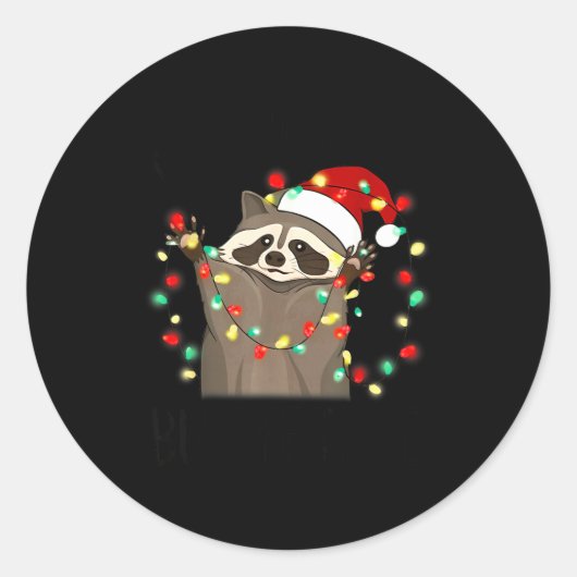 Funny Santa Racoon Overstimulated But Festive Xmas Runder Aufkleber (Vorderseite)