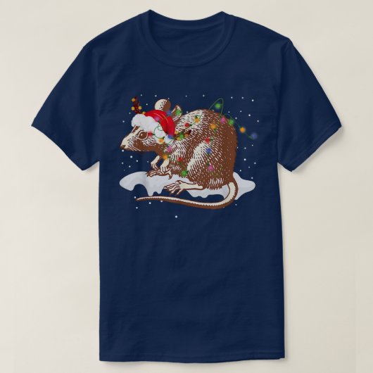 Funny Santa Rat Animal Christmas Lights Lights Lov T-Shirt (Design vorne)