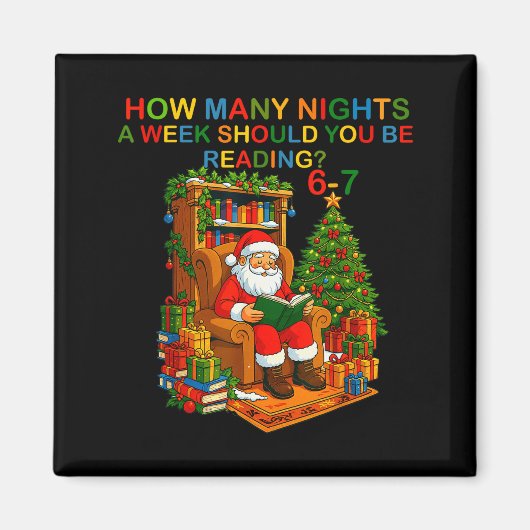 Funny Santa Reading 67 Meme Tee Christmas Teacher Magnet (Vorne)