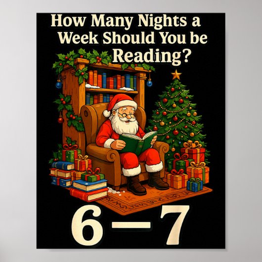 Funny Santa Reading 67 Meme Tee Christmas Teacher Poster (Vorne)