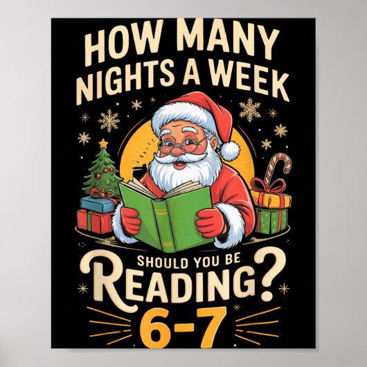 Funny Santa Reading 67 Meme Tee Christmas Teacher Poster (Vorne)
