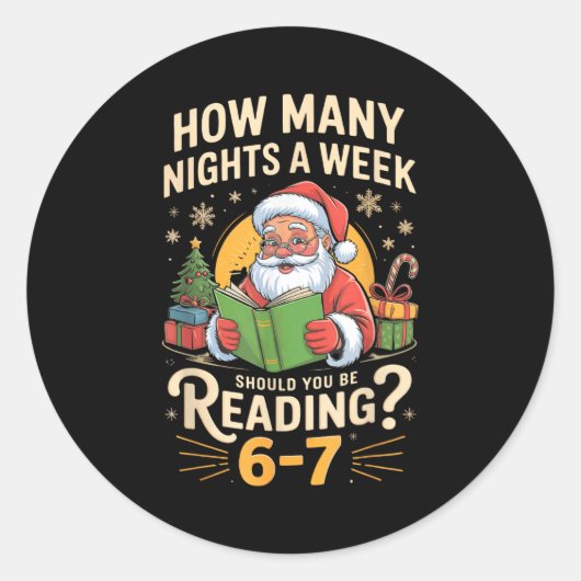 Funny Santa Reading 67 Meme Tee Christmas Teacher  Runder Aufkleber (Vorderseite)