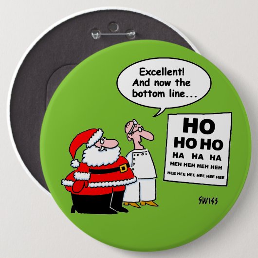 Funny Santa Reads Optometristisches Augendiagramm Button (Vorne & Hinten)