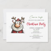 Funny Santa Red Green Cartoon Party Invitation Einladung (Vorderseite)