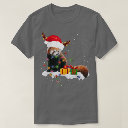 Funny Santa Red Panda Weihnachtsleuchten Lover Chr T-Shirt (Design vorne)