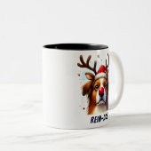 Funny Santa Rein-Dog Rote Nase Zweifarbige Tasse (VorderseiteRechts)