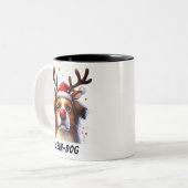 Funny Santa Rein-Dog Rote Nase Zweifarbige Tasse (Vorderseite Links)