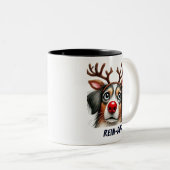 Funny Santa Rein-Dog Zweifarbige Tasse (VorderseiteRechts)