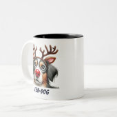 Funny Santa Rein-Dog Zweifarbige Tasse (Vorderseite Links)