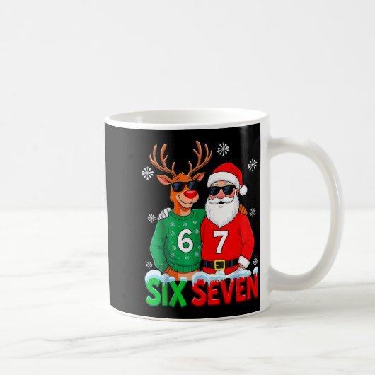 Funny Santa Reindeer 6 7 Christmas Meme Six Seven  Kaffeetasse (Rechts)