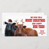 Funny Santa Reindeer Kühe Weihnachtsbauernhof für Feiertagskarte (Vorne/Hinten)