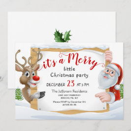 Funny Santa Reindeer Merry Little Christmas Party Einladung