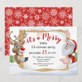 Funny Santa Reindeer Merry Little Christmas Party Einladung