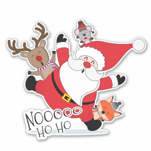 Funny Santa Reindeer Mouse Fox ID848 Aufkleber (Vorderseite)