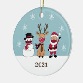 Funny Santa Reindeer Snowman Mask Keramik Ornament (Links)