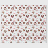 Funny Santa Reindeers Name Text Weihnachten Geschenkpapier (Flach)