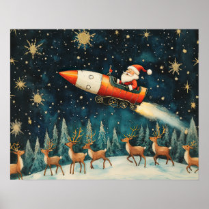 Funny Santa Retro Christmas Eve Poster