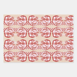 Funny Santa Retro Rosa Weihnachts-Party Geschenkpapier Set