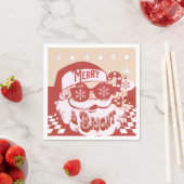 Funny Santa Retro Rosa Weihnachts-Party Serviette (Beispiel)