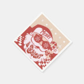 Funny Santa Retro Rosa Weihnachts-Party Serviette (Ecke)