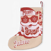 Funny Santa Retro Rotes Rosa Weihnachten Kleiner Weihnachtsstrumpf (Rückseite)