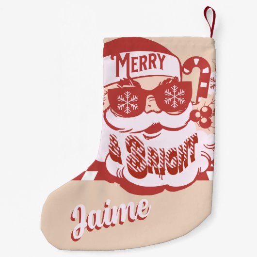 Funny Santa Retro Rotes Rosa Weihnachten Kleiner Weihnachtsstrumpf (Rückseite)