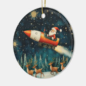 Funny Santa Retro Weihnachtsabend Keramik Ornament (Links)