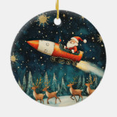 Funny Santa Retro Weihnachtsabend Keramik Ornament (Hinten)