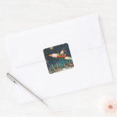 Funny Santa Retro Weihnachtsabend Quadratischer Aufkleber (Umschlag)