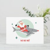 Funny Santa Riding A Shark (Stehend Vorderseite)