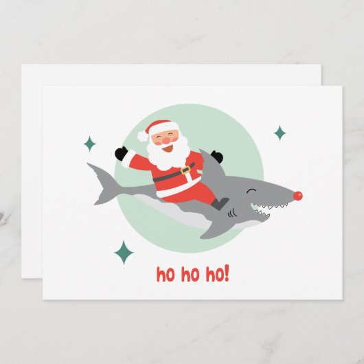 Funny Santa Riding A Shark (Vorne/Hinten)