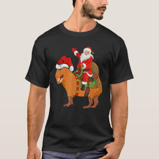 Funny Santa Riding Capybara Weihnachts Pajama Matc T-Shirt