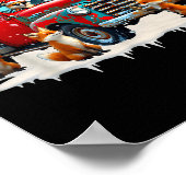 Funny Santa Riding Christmas Tree Truck Fox Christ Poster (Ecke)