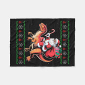 Funny Santa Riding Dinosaur Animal Ugly Christmas  Fleecedecke (Vorderseite (Horizontal))