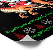 Funny Santa Riding Dinosaur Animal Ugly Christmas Poster (Ecke)