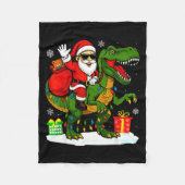 Funny Santa Riding Dinosaur T Rex Christmas Santa  Fleecedecke (Vorderseite)
