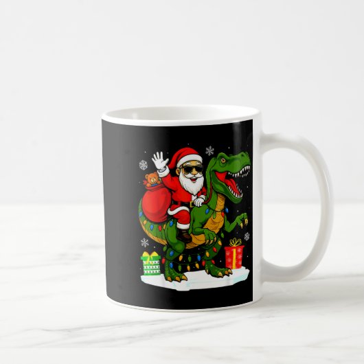 Funny Santa Riding Dinosaur T Rex Christmas Santa Kaffeetasse (Rechts)