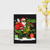 Funny Santa Riding Dinosaur T Rex Christmas Santa Karte (Gelbe Blume)