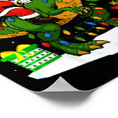 Funny Santa Riding Dinosaur T Rex Christmas Santa Poster (Ecke)