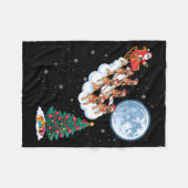 Funny Santa Riding German Shepherd Dog Tree Christ Fleecedecke (Vorderseite (Horizontal))