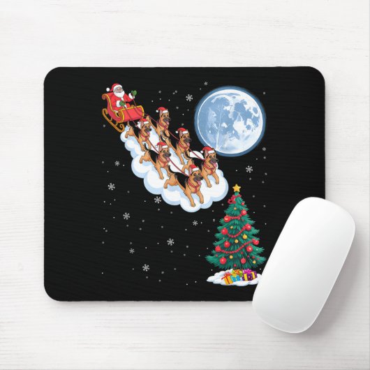 Funny Santa Riding German Shepherd Dog Tree Christ Mousepad (Mit Mouse)