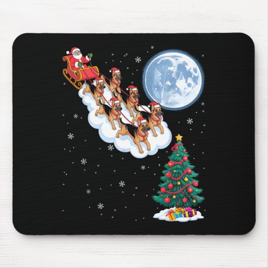 Funny Santa Riding German Shepherd Dog Tree Christ Mousepad (Vorne)