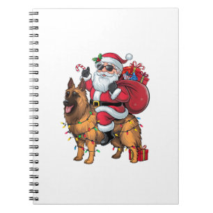 Funny Santa Riding German Shepherd Dog Weihnachten Notizblock