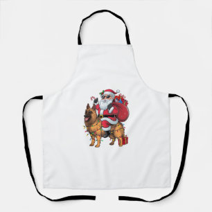 Funny Santa Riding German Shepherd Dog Weihnachten Schürze